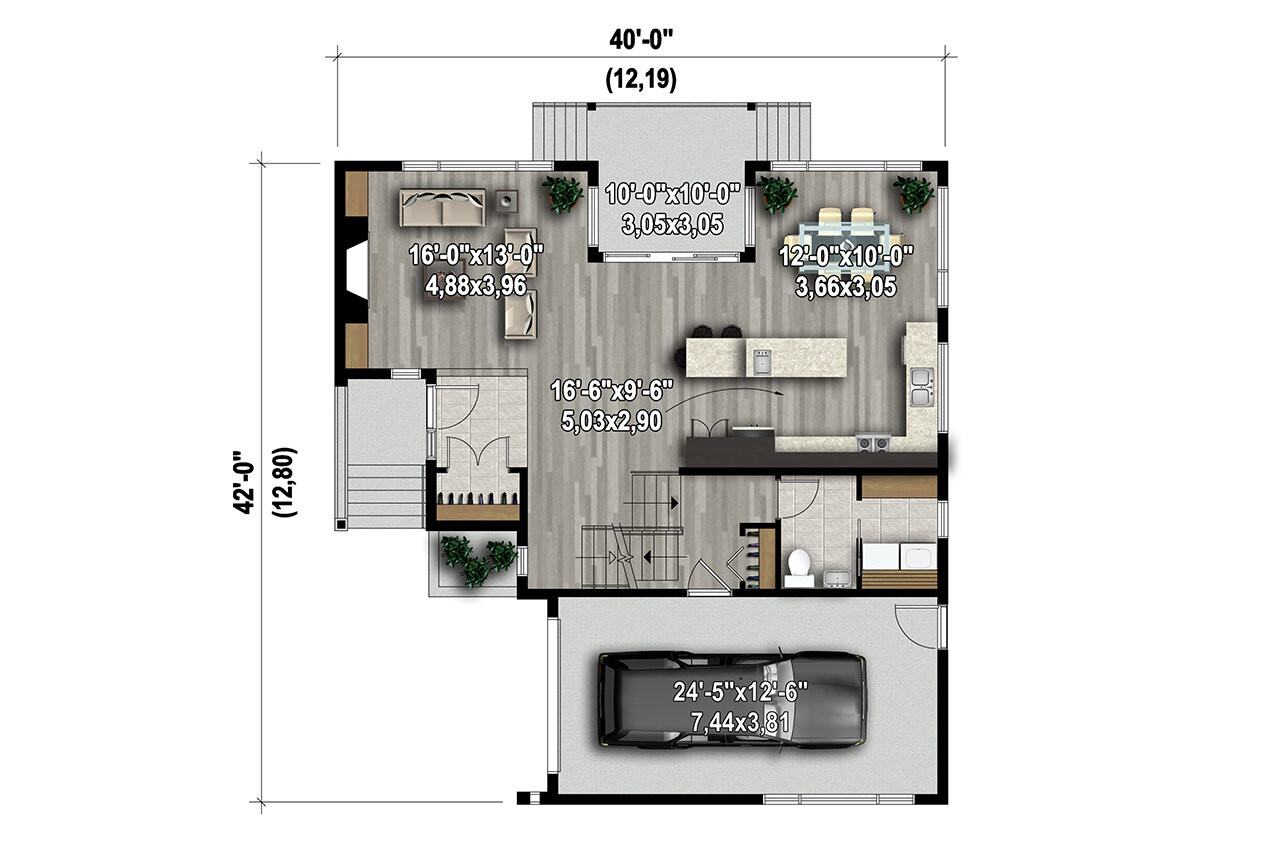 Contemporary House Plan - 73100 - 1st Floor Plan