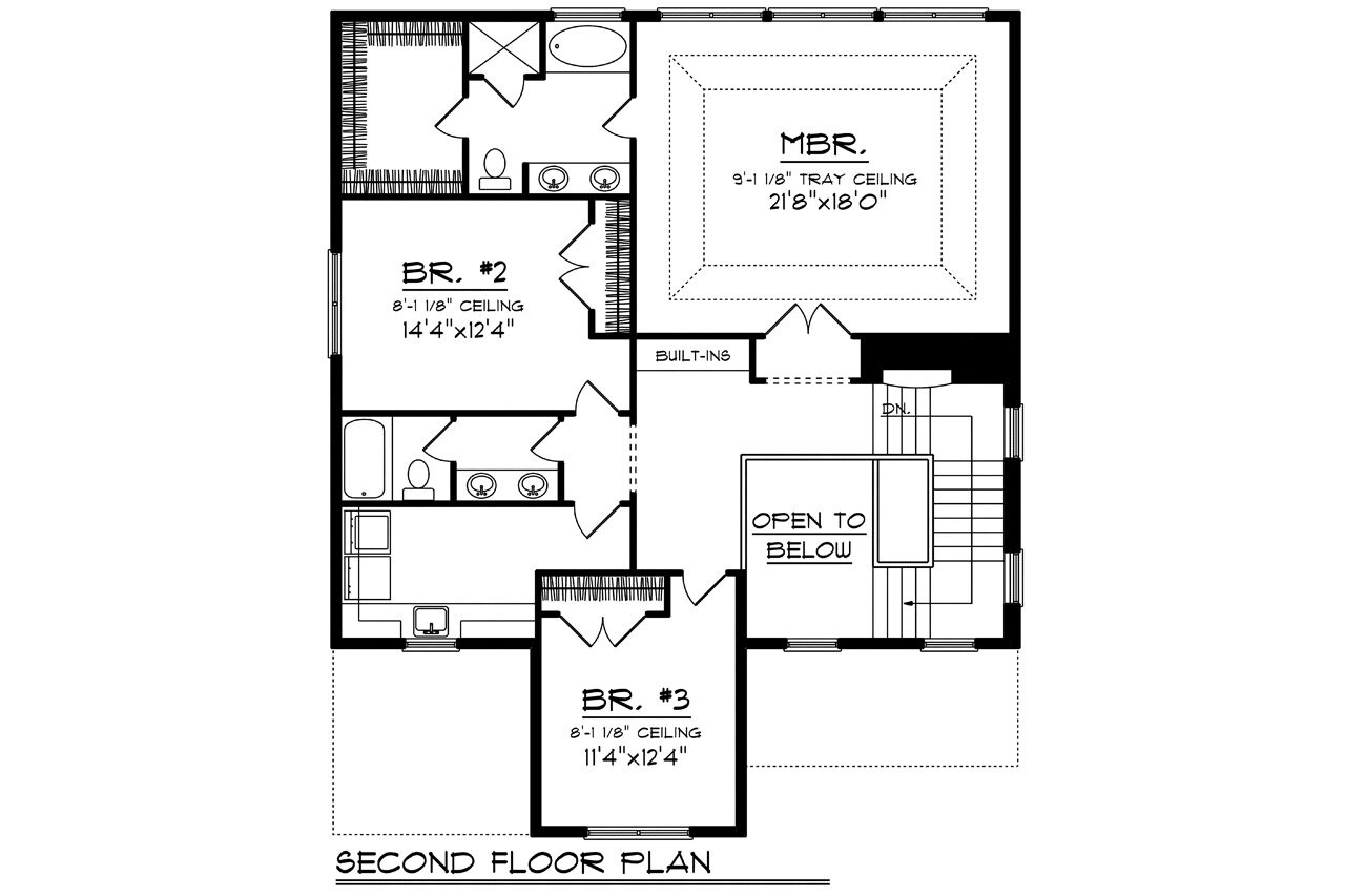 Secondary Image - Craftsman House Plan - 73348 - 2nd Floor Plan