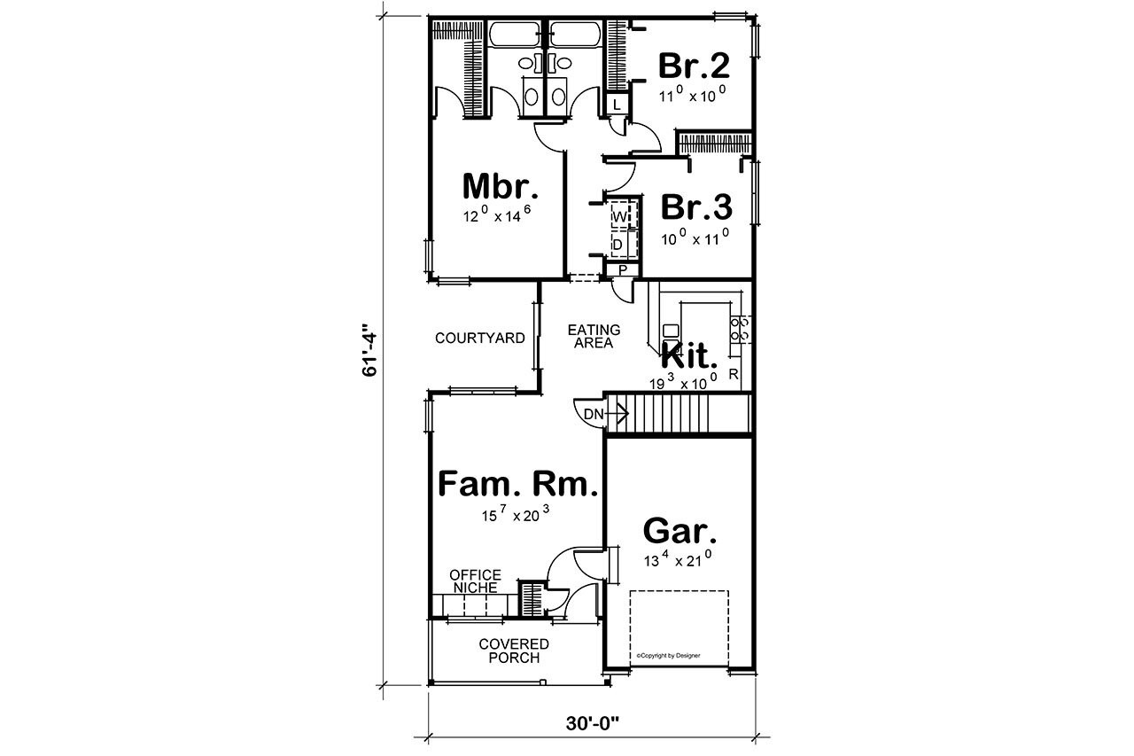Traditional House Plan - Boller 73807 - 1st Floor Plan