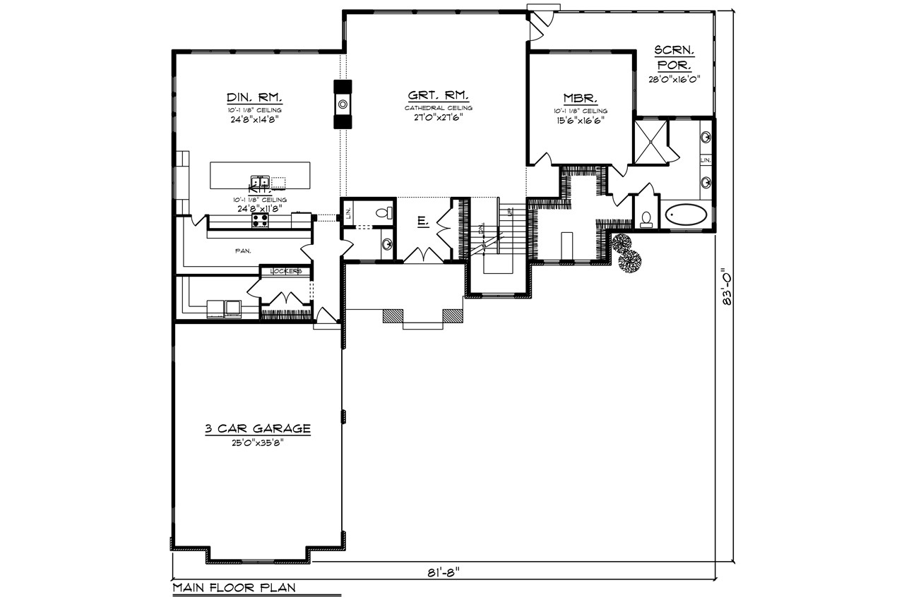 Craftsman House Plan - 73848 - 1st Floor Plan
