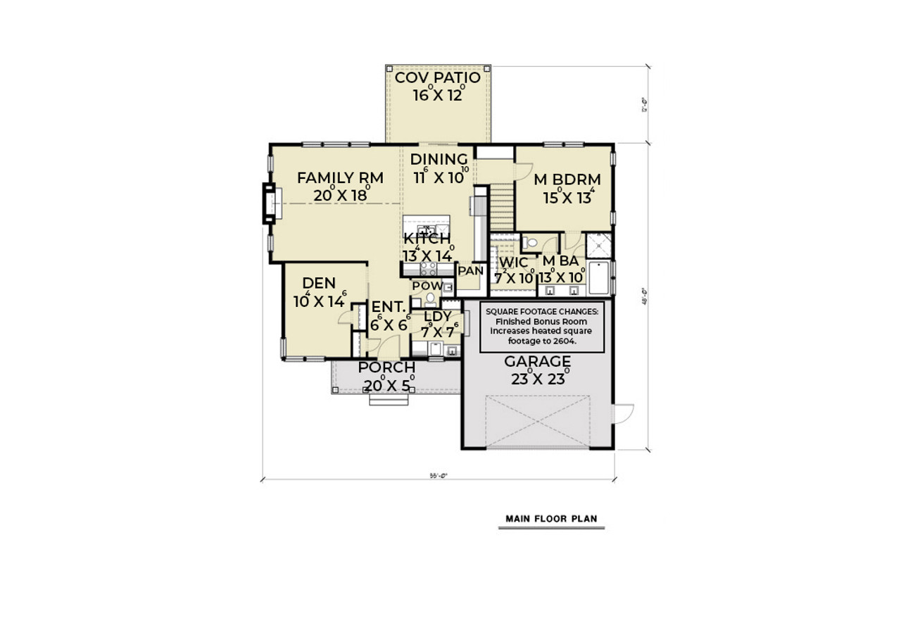 Farmhouse House Plan - 74217 - 1st Floor Plan