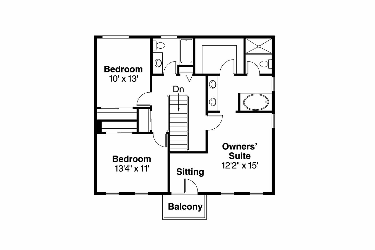 Secondary Image - Mediterranean House Plan - Houston 74453 - 2nd Floor Plan