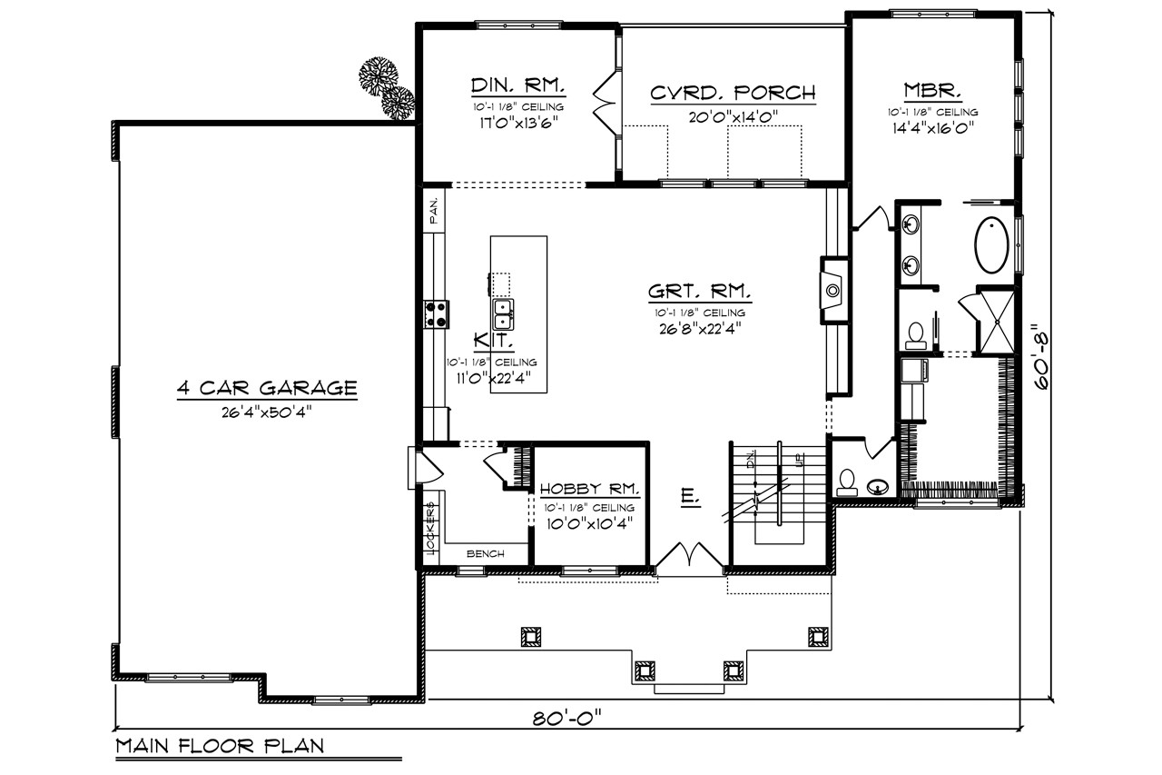 Craftsman House Plan - 74606 - 1st Floor Plan