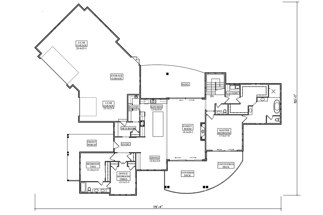 Ranch House Plan - Berkley Road 74937 - 1st Floor Plan