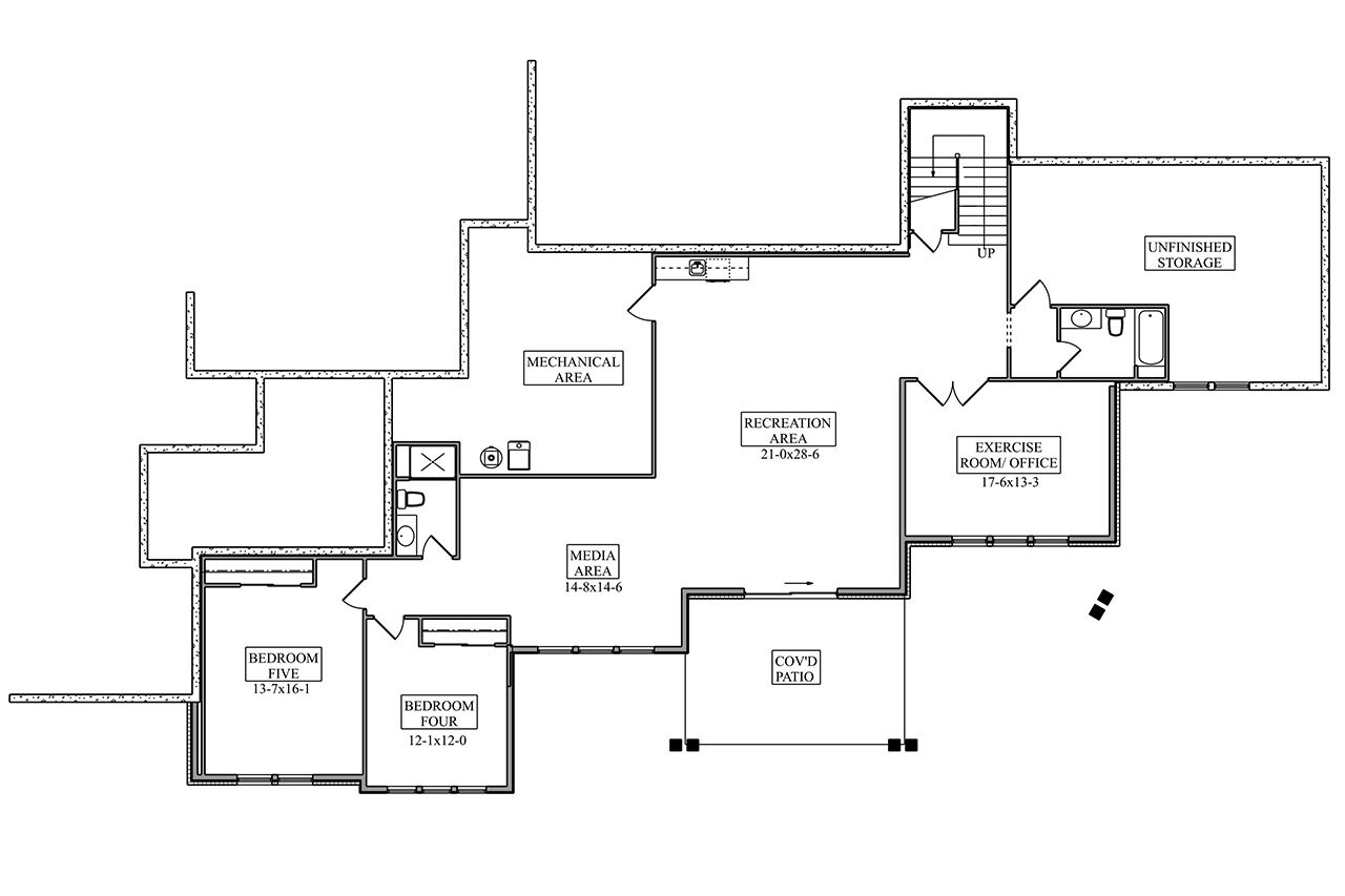 Ranch House Plan - Berkley Road 74937 - Basement Floor Plan