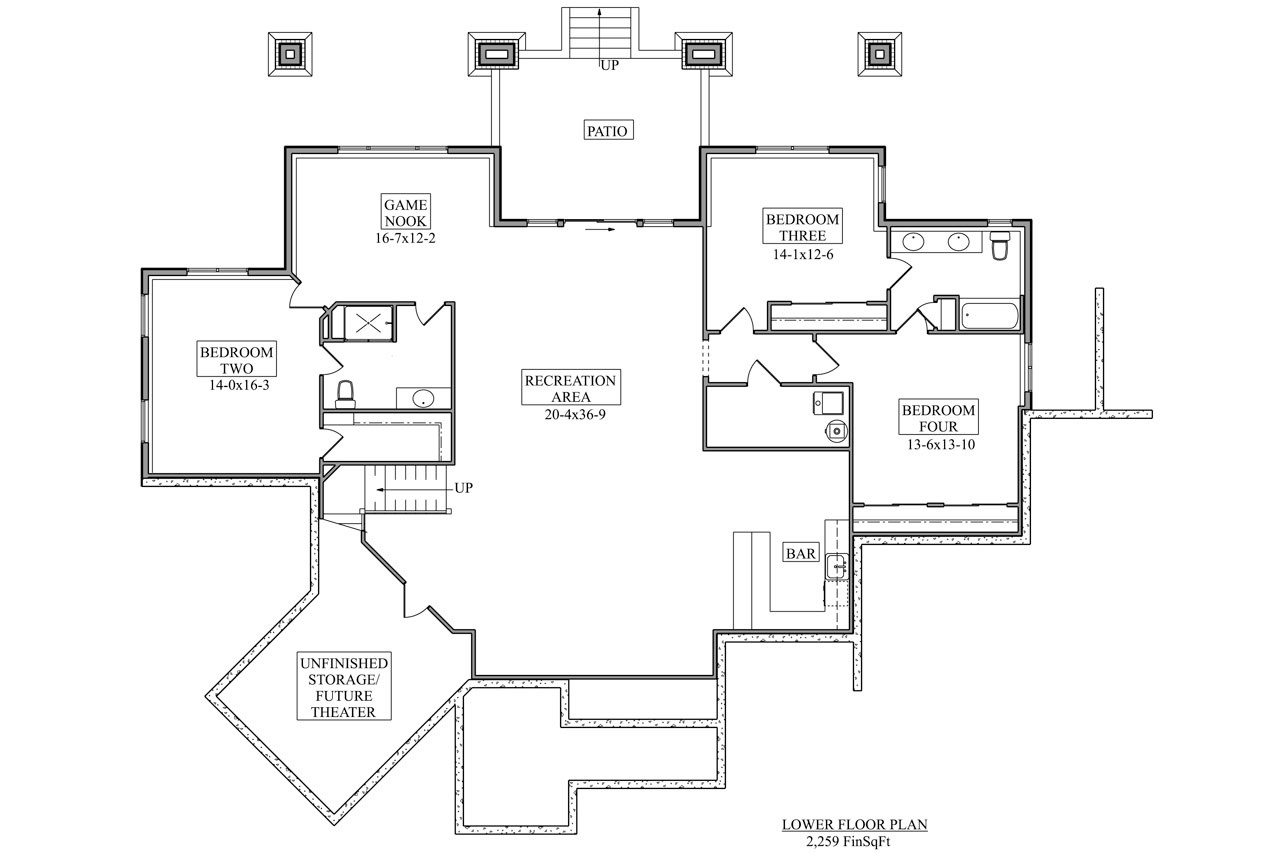 Craftsman House Plan - Basset 74969 - Basement Floor Plan