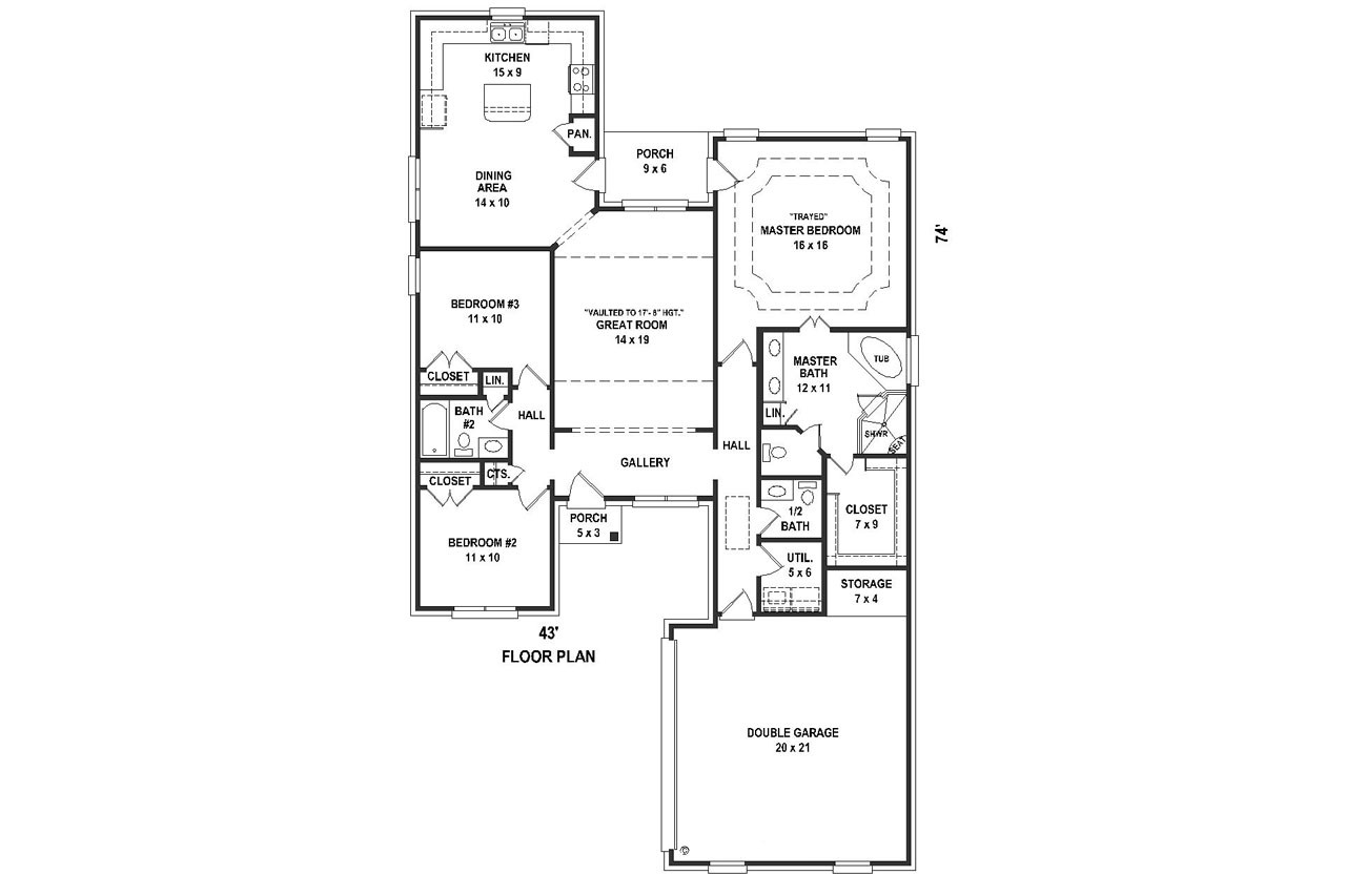 European House Plan - 75054 - 1st Floor Plan