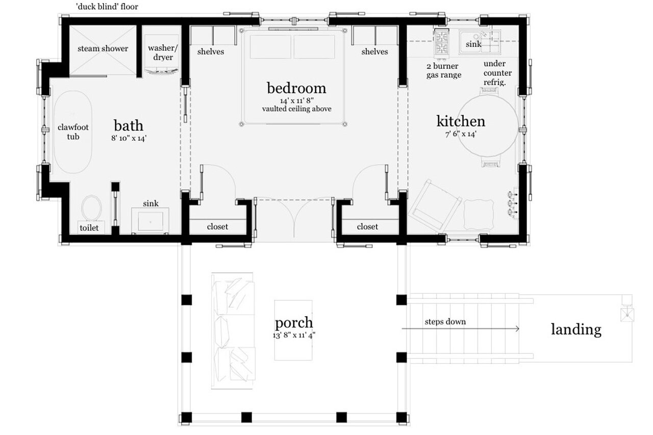 Bungalow House Plan - Duck Blind 75985 - 1st Floor Plan