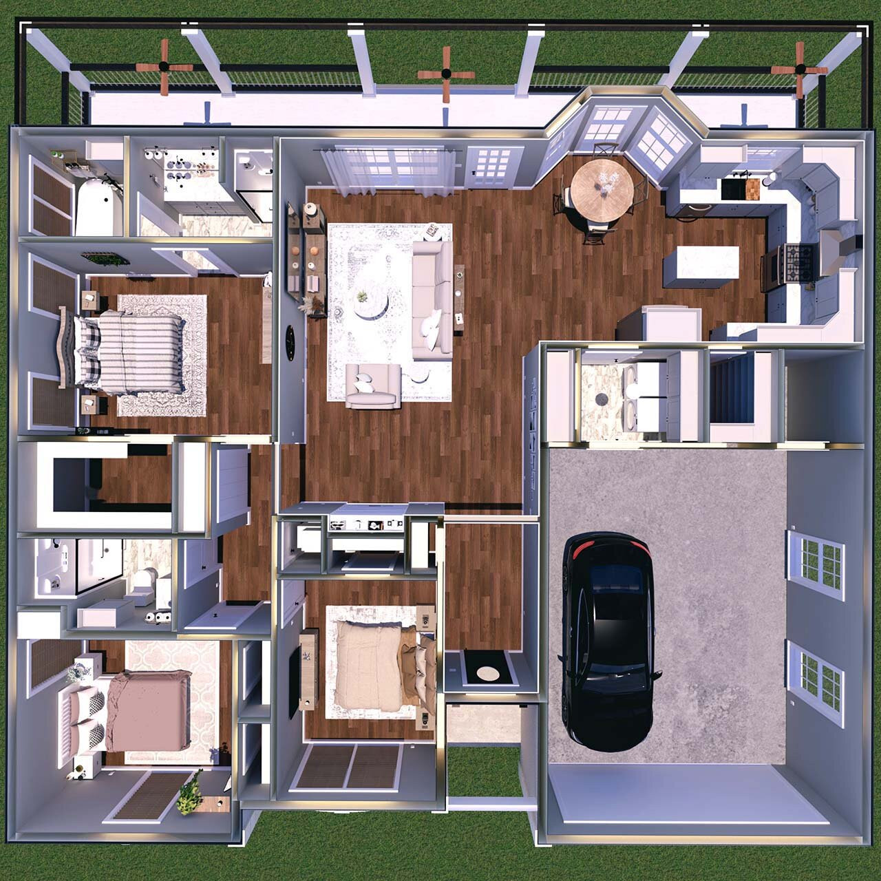 European House Plan - Plan #76216 - Aerial View Floor Plan - Other Floor Plan