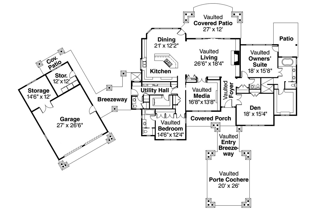 Craftsman House Plan - Arborgate 76449 - 1st Floor Plan