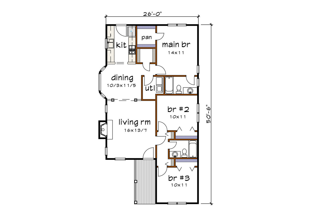 Cottage House Plan - 77055 - 1st Floor Plan