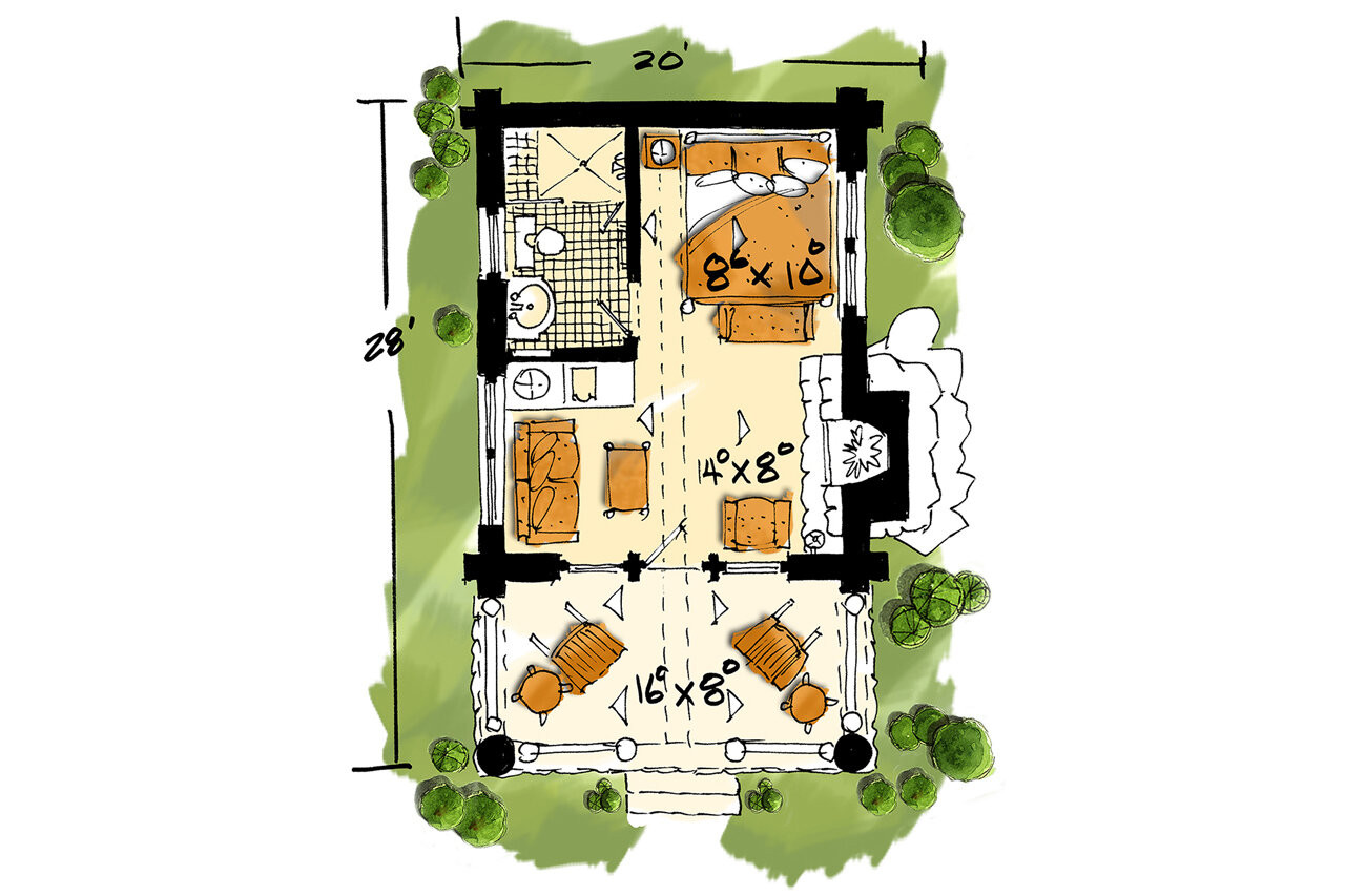 Lodge Style House Plan - Honey Bear 77306 - 1st Floor Plan