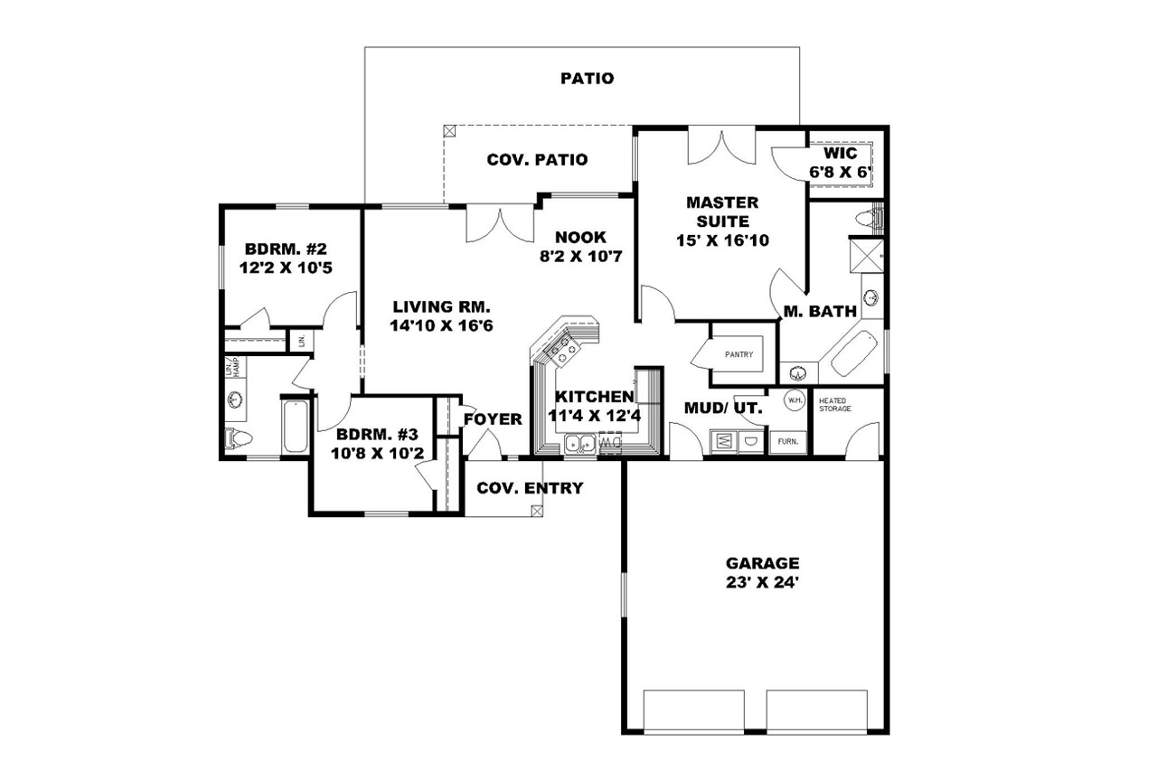 Ranch House Plan - 77362 - 1st Floor Plan