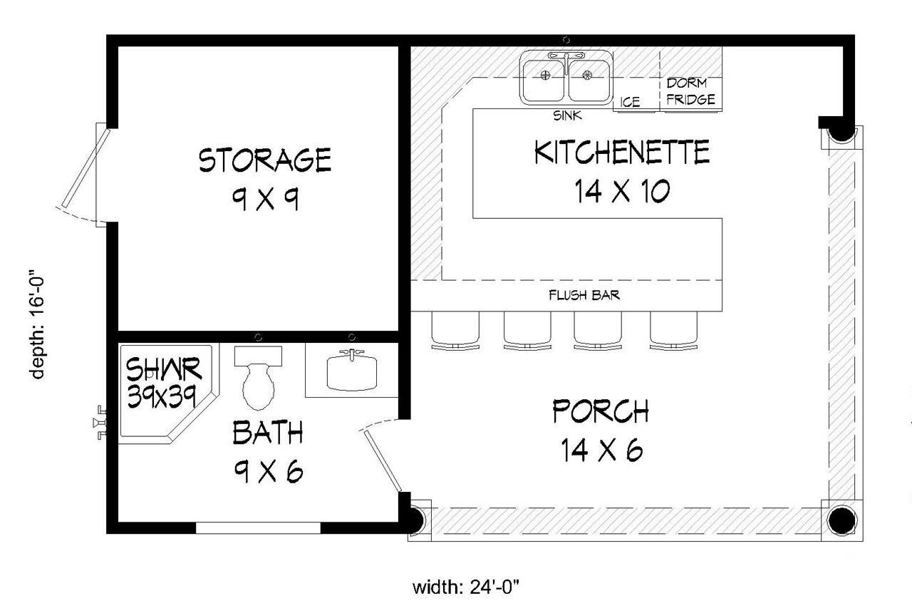Traditional House Plan - Manchester Poolhouse 77507 - 1st Floor Plan