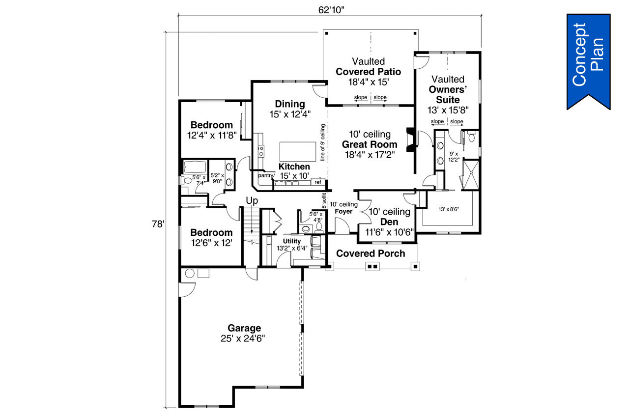 Craftsman House Plan - Emmons 78068 - 1st Floor Plan