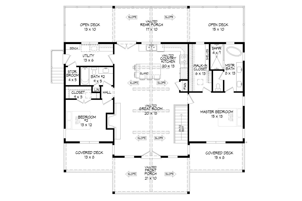 Craftsman House Plan - Whipporwill 78675 - 1st Floor Plan