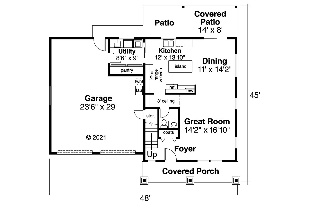 Craftsman House Plan - Elkridge 78822 - 1st Floor Plan