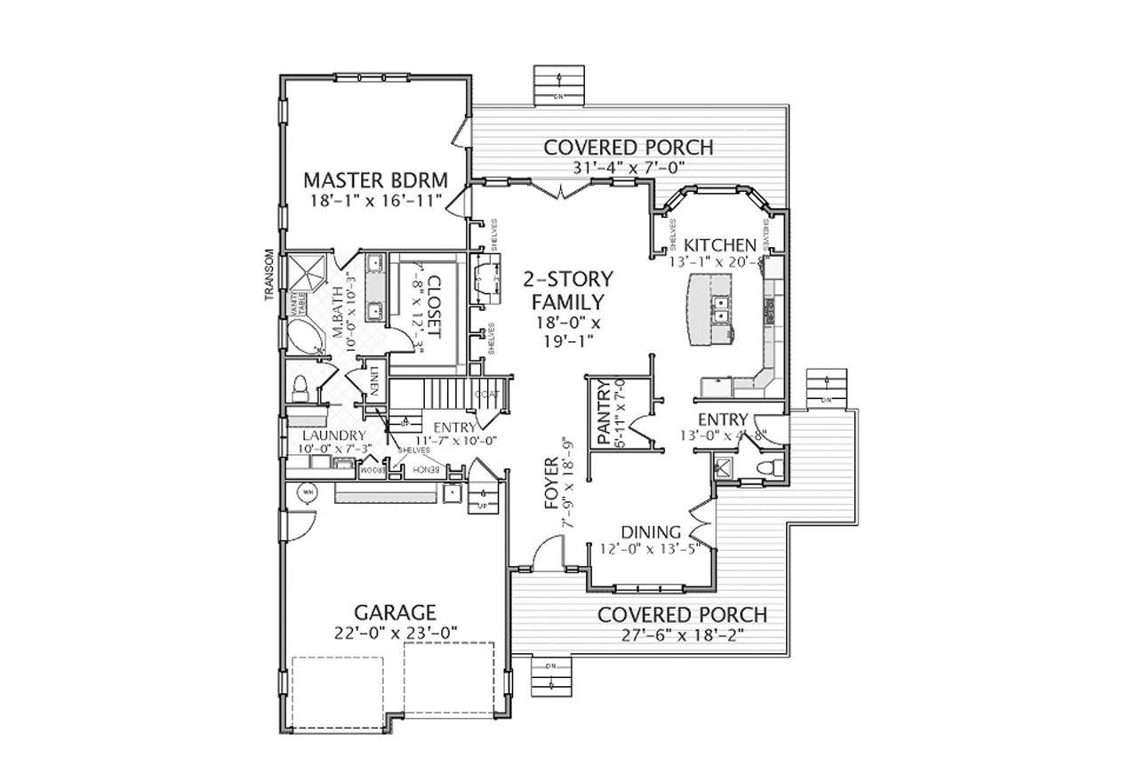 Farmhouse House Plan - Glenwood 79454 - 1st Floor Plan