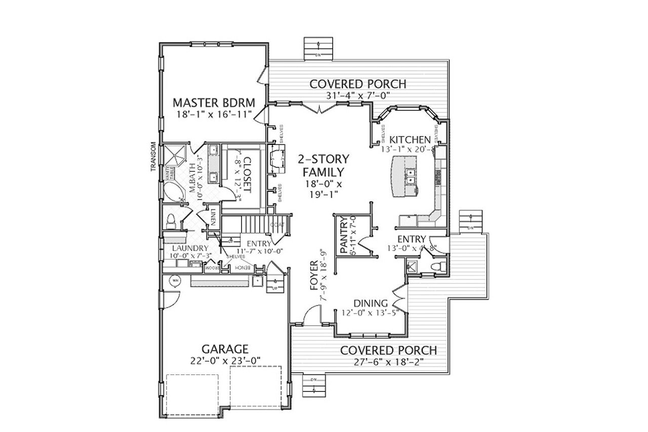 Farmhouse House Plan - Glenwood 79454 - 1st Floor Plan