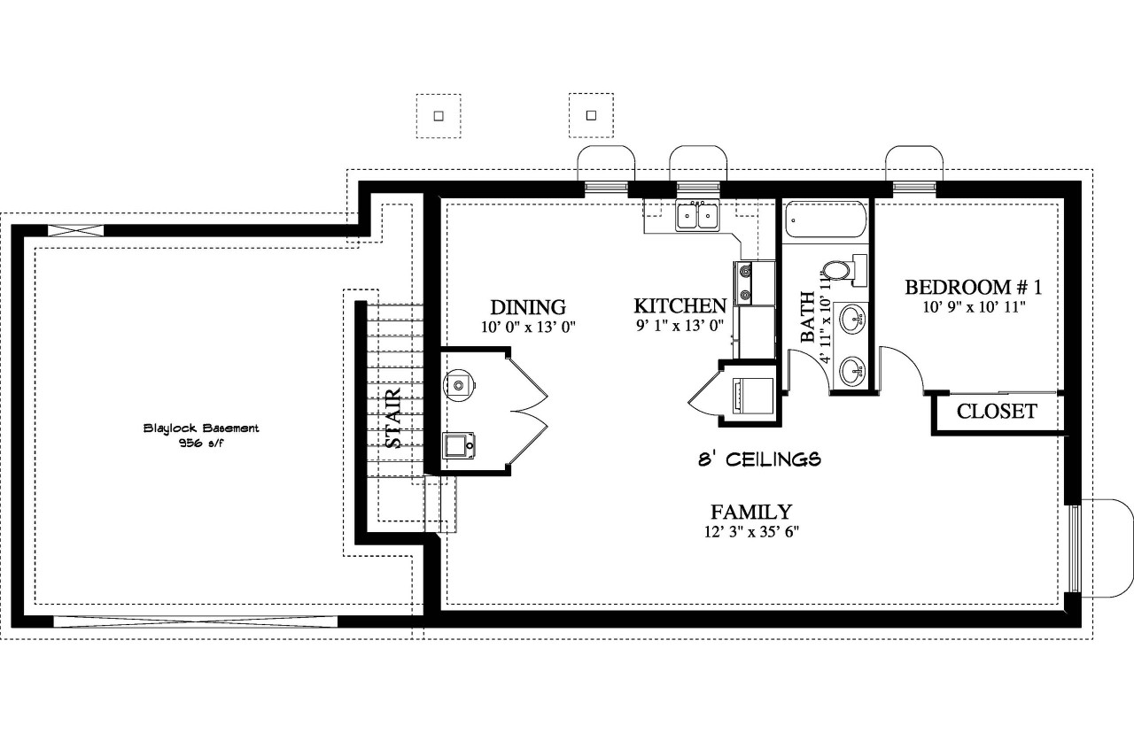 Ranch House Plan - Blaylock 79649 - Basement Floor Plan