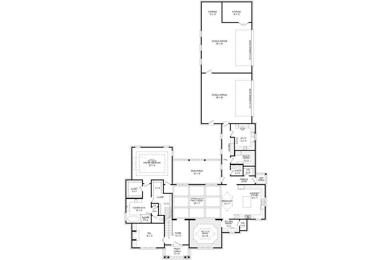Colonial House Plan - Chapel Woods 79721 - 1st Floor Plan