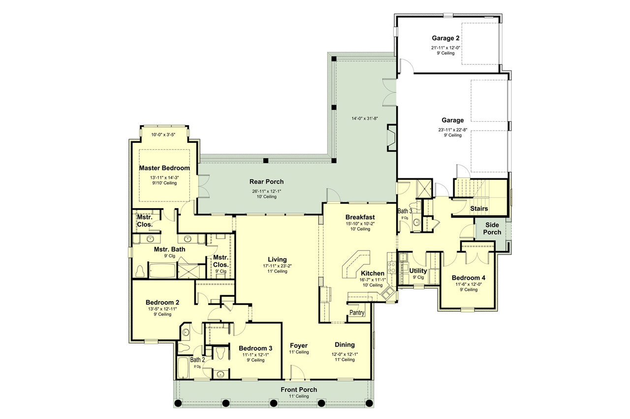 Southern House Plan - 79872 - 1st Floor Plan