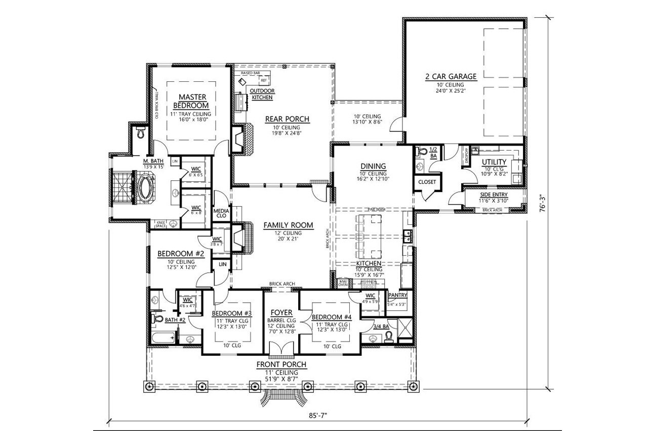 European House Plan - Oakmont 79925 - 1st Floor Plan