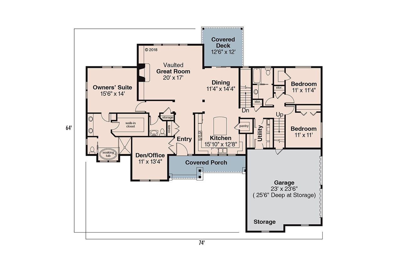 Ranch House Plan - Manor Heart 80138 - 1st Floor Plan
