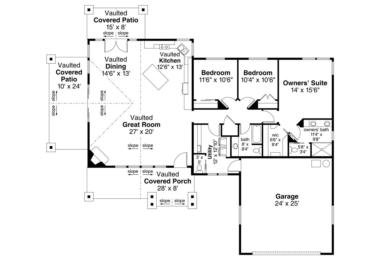 Country House Plan - Multnomah 80223 - 1st Floor Plan