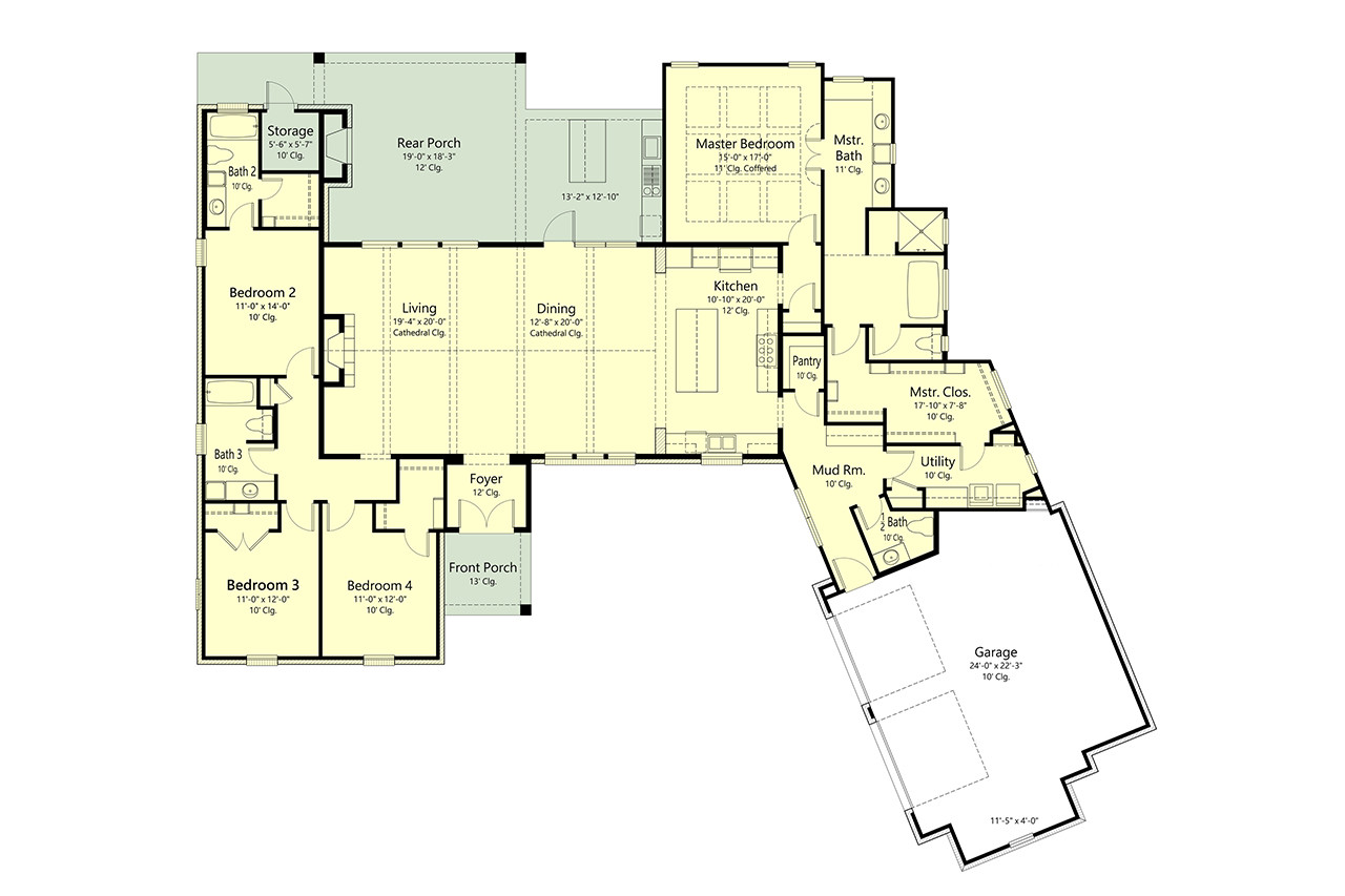 Farmhouse House Plan - 80224 - 1st Floor Plan