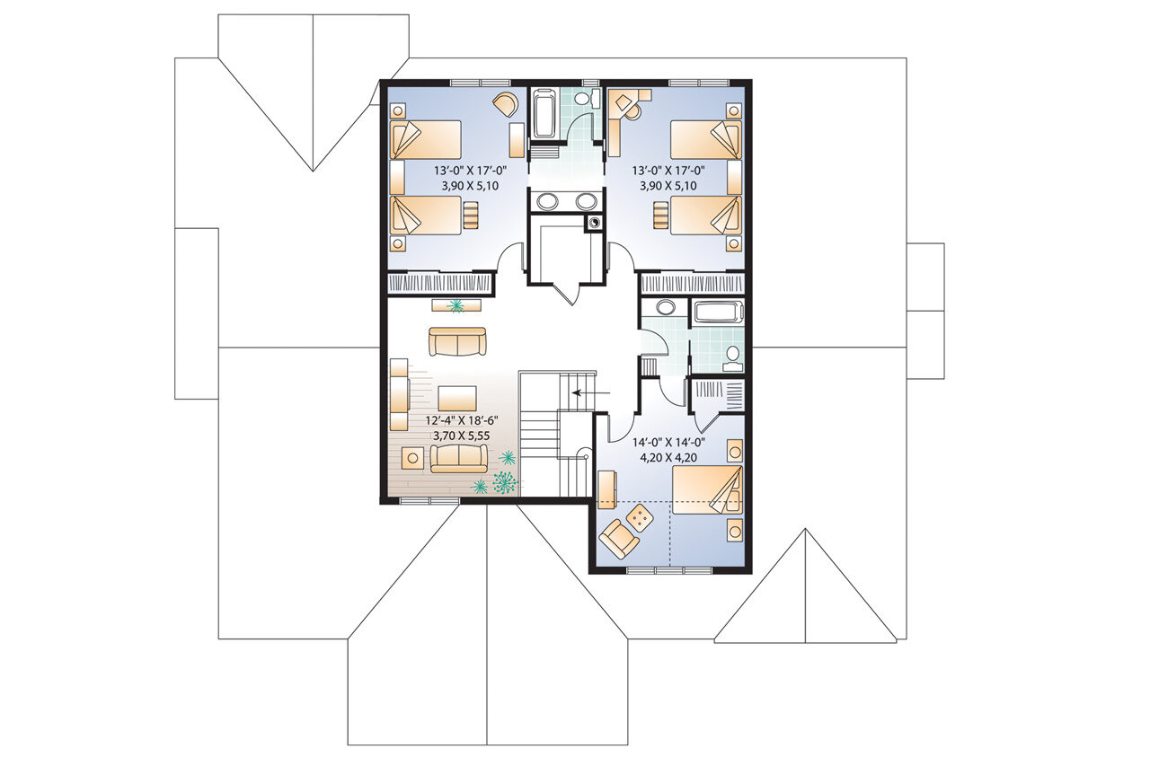 Craftsman House Plan - East Lake 80477 - 2nd Floor Plan