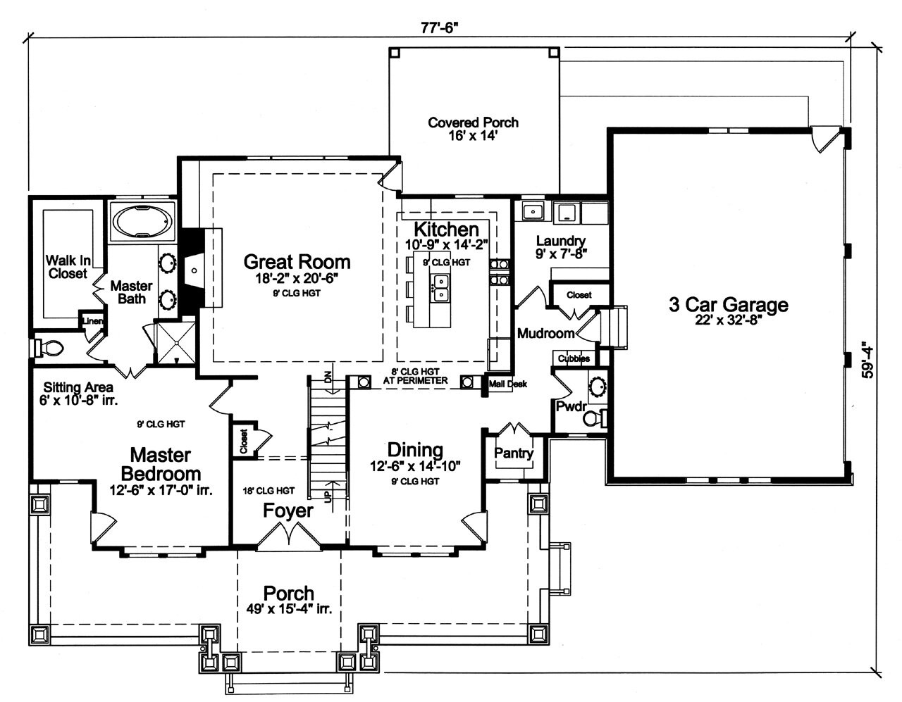 Craftsman House Plan - Whitten Hall 81253 - 1st Floor Plan