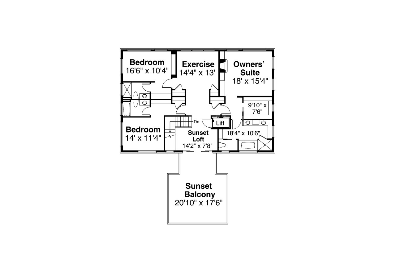 Secondary Image - Colonial House Plan - Westchester 81629 - 2nd Floor Plan