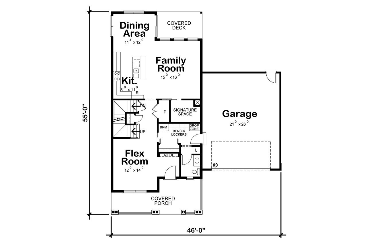 Craftsman House Plan - Fosse 82107 - 1st Floor Plan