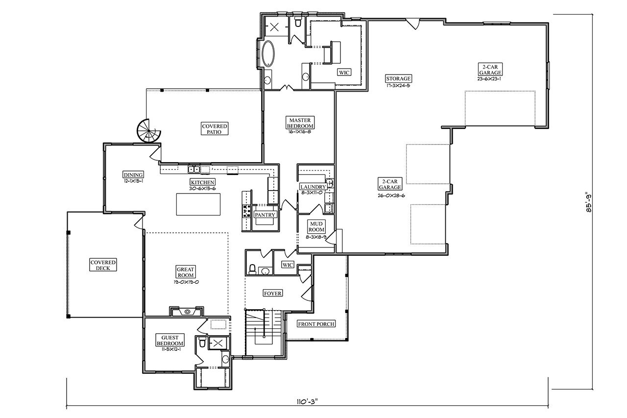 Contemporary House Plan - Palo Duro Canyon 82227 - 1st Floor Plan