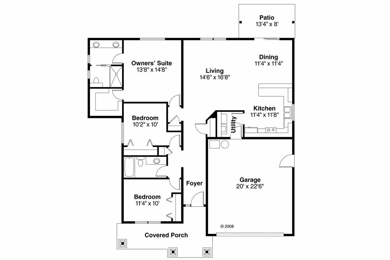 Craftsman House Plan - Caraville 82783 - 1st Floor Plan Craftsman House Plan - Caraville 82783 - 1st Floor Plan
