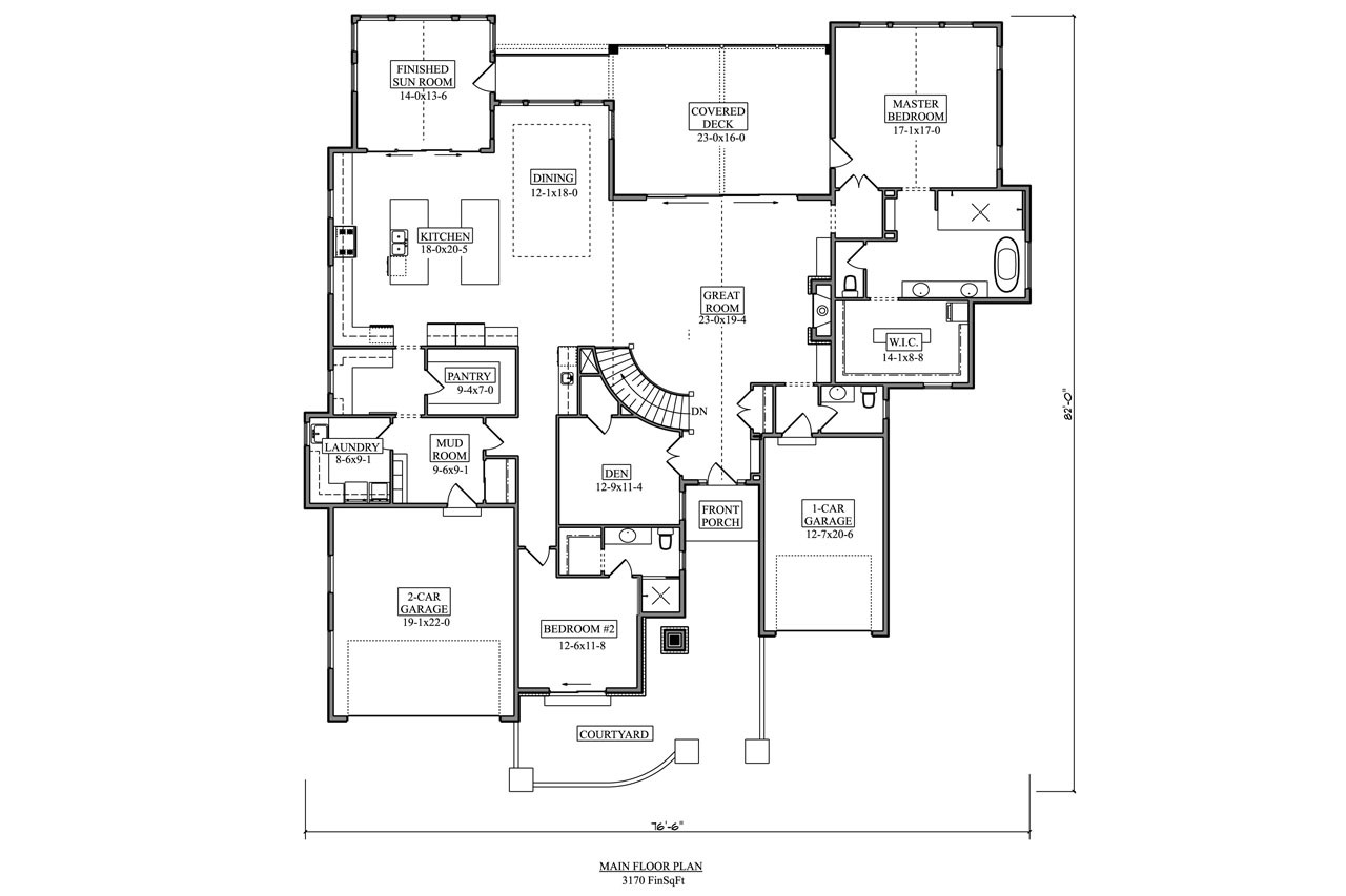 Ranch House Plan - Torrington 83266 - 1st Floor Plan