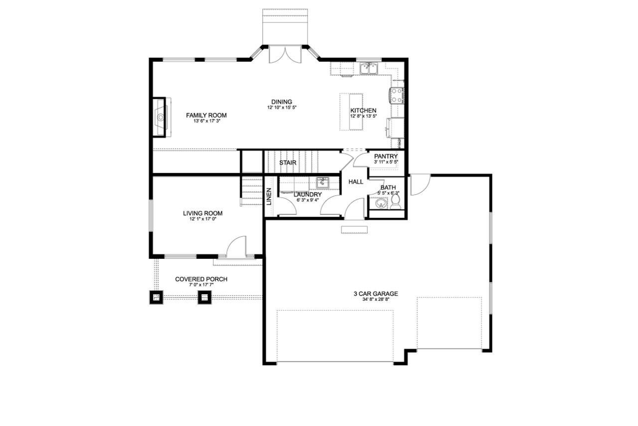 Craftsman House Plan - Hooten 83805 - 1st Floor Plan