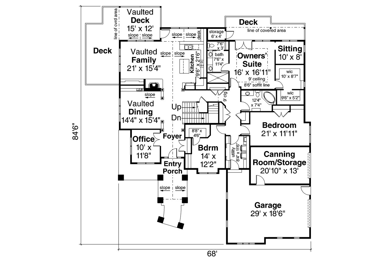 Ranch House Plan - Estes Park 84468 - 1st Floor Plan