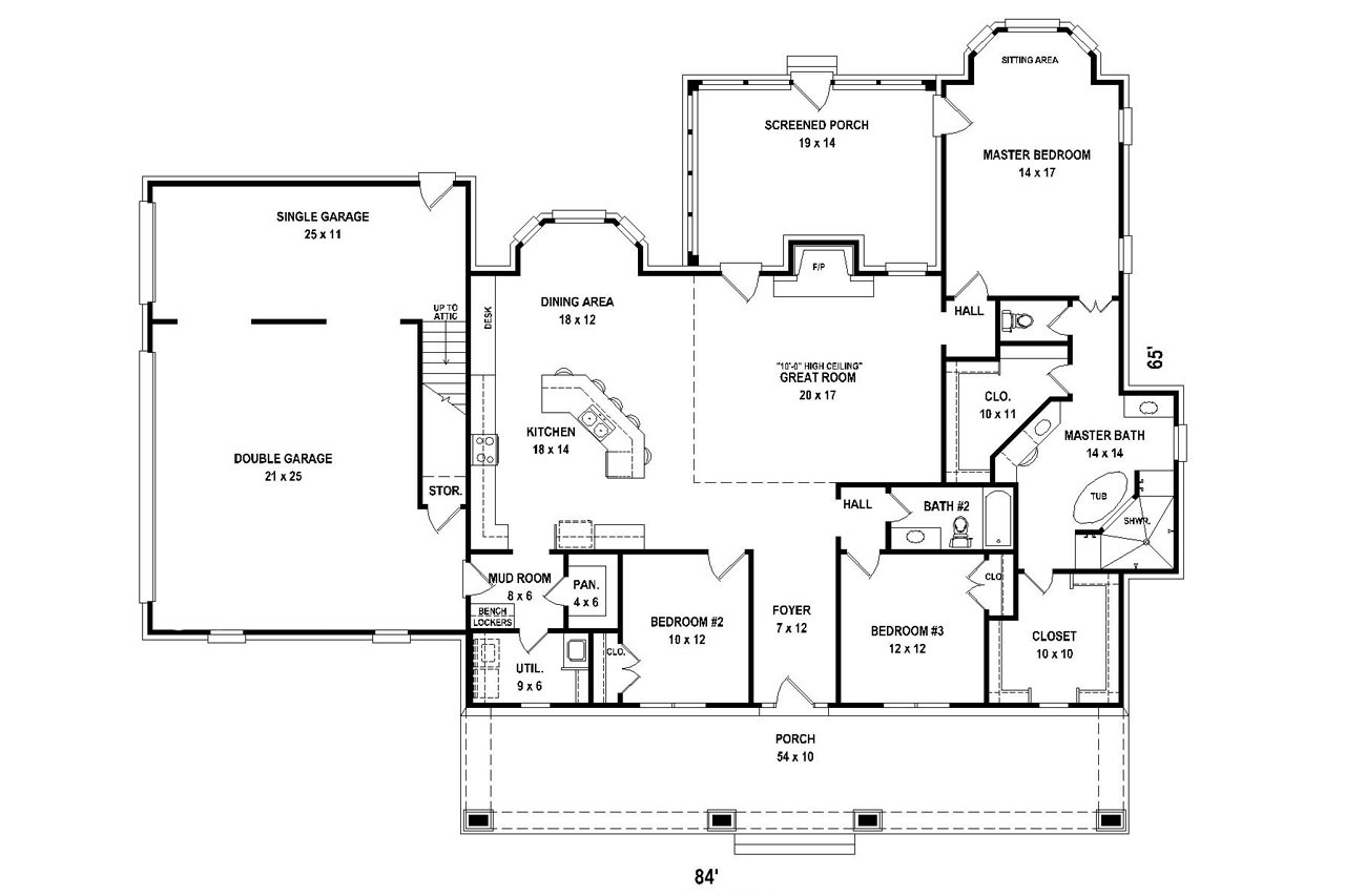 Ranch House Plan - 84510 - 1st Floor Plan