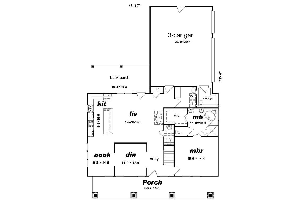 Bungalow House Plan - 84575 - 1st Floor Plan