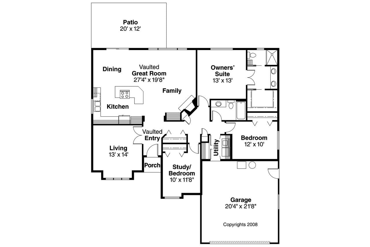 Ranch House Plan - Lamont 84985 - 1st Floor Plan