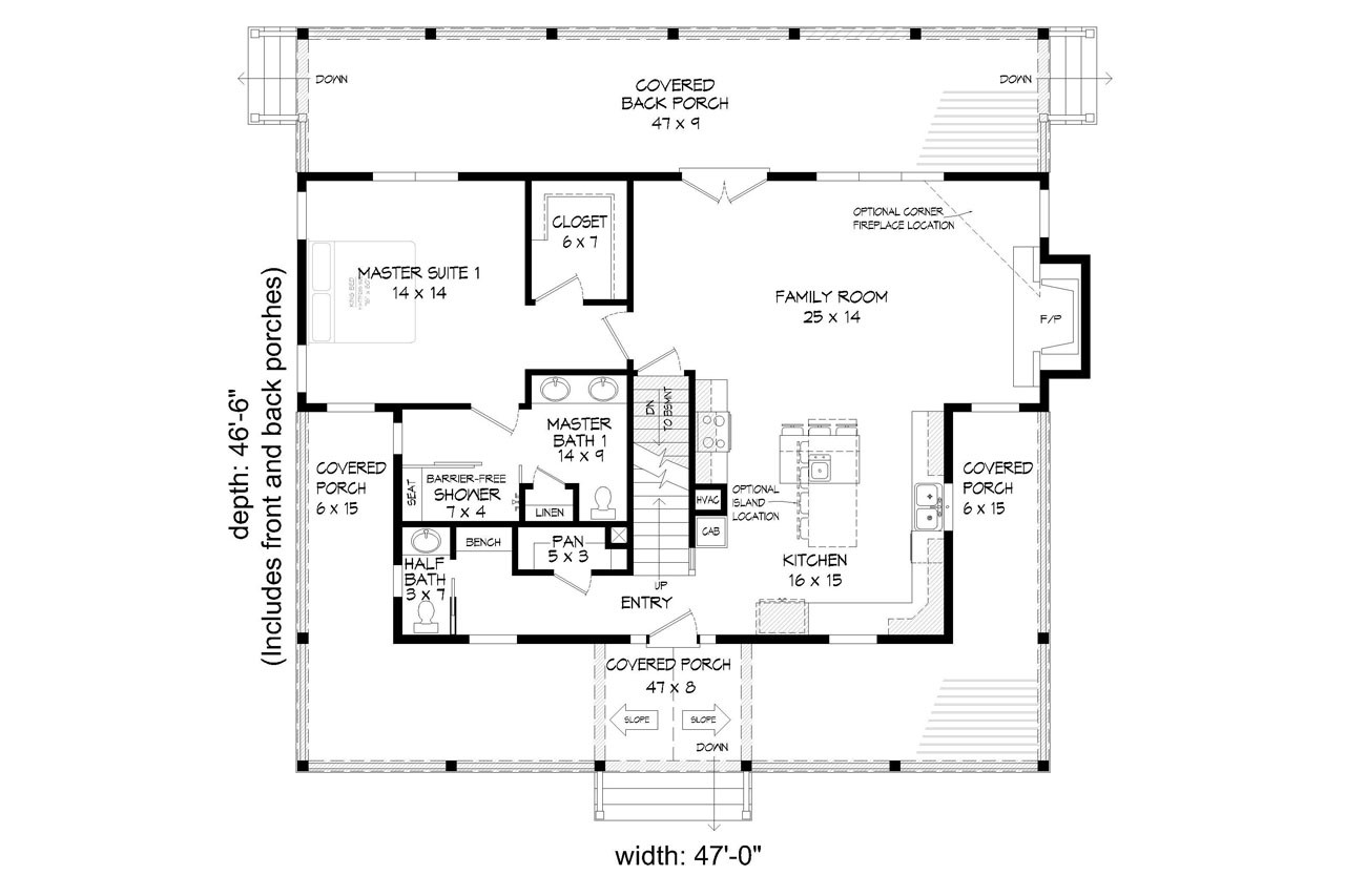 Craftsman House Plan - Hampton Place 85055 - 1st Floor Plan