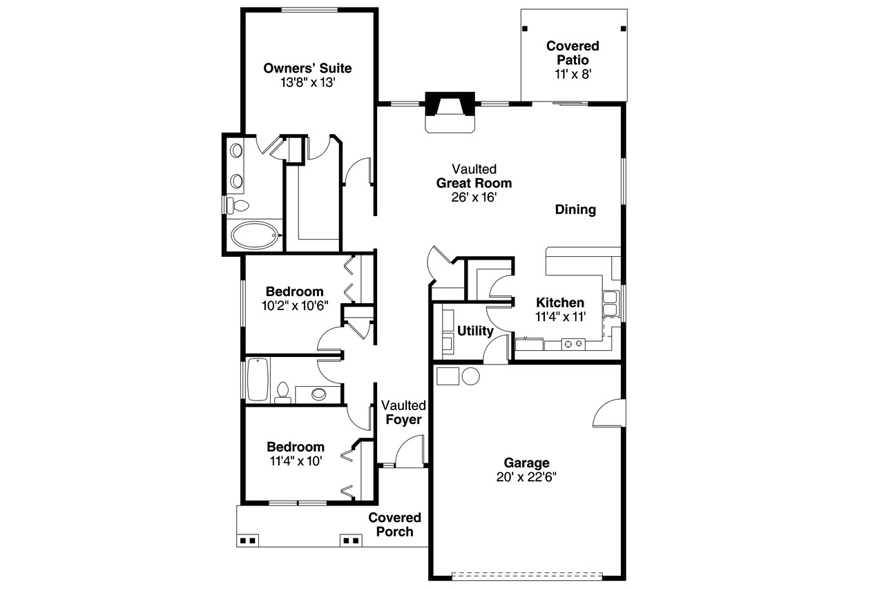 Cottage House Plan - Barlow 86610 - 1st Floor Plan