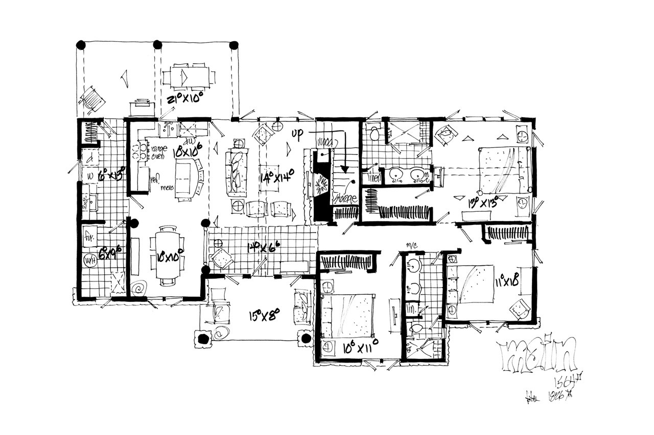 Craftsman House Plan - Red Wing 87255 - 1st Floor Plan