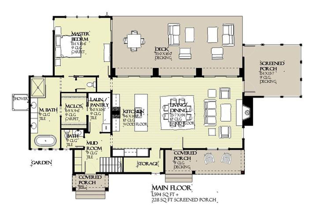 Farmhouse House Plan - Backwater 87319 - 1st Floor Plan