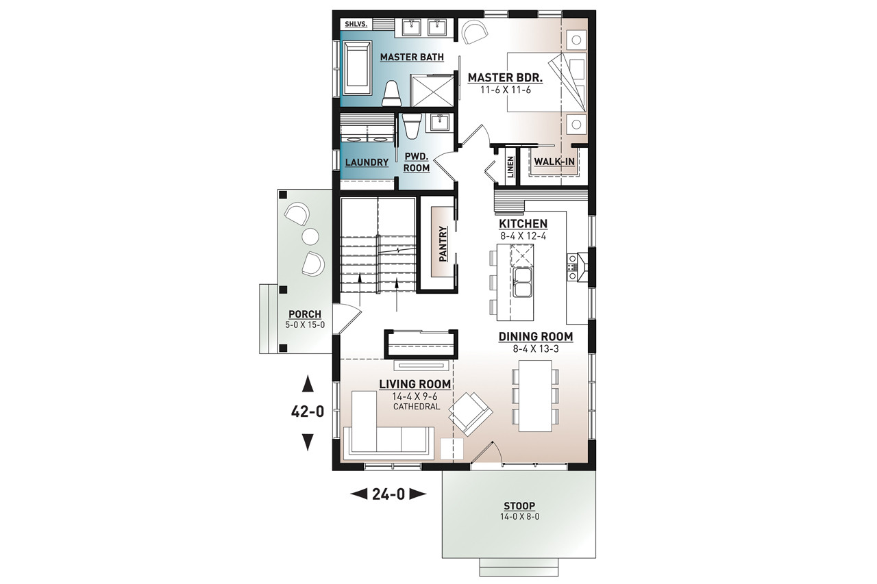 Modern House Plan - Willowgate 2 88102 - 1st Floor Plan
