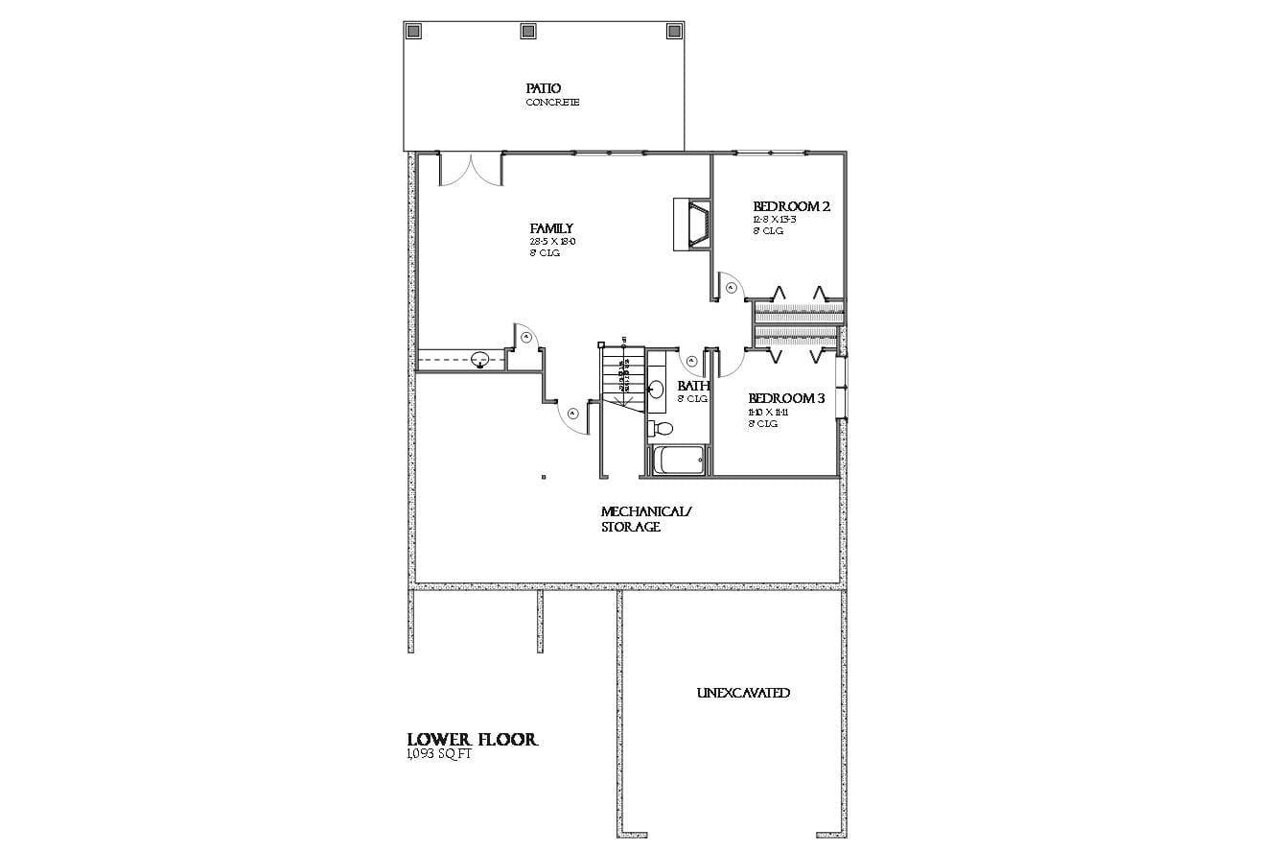 Secondary Image - Craftsman House Plan - Meadow 88254 - Basement Floor Plan