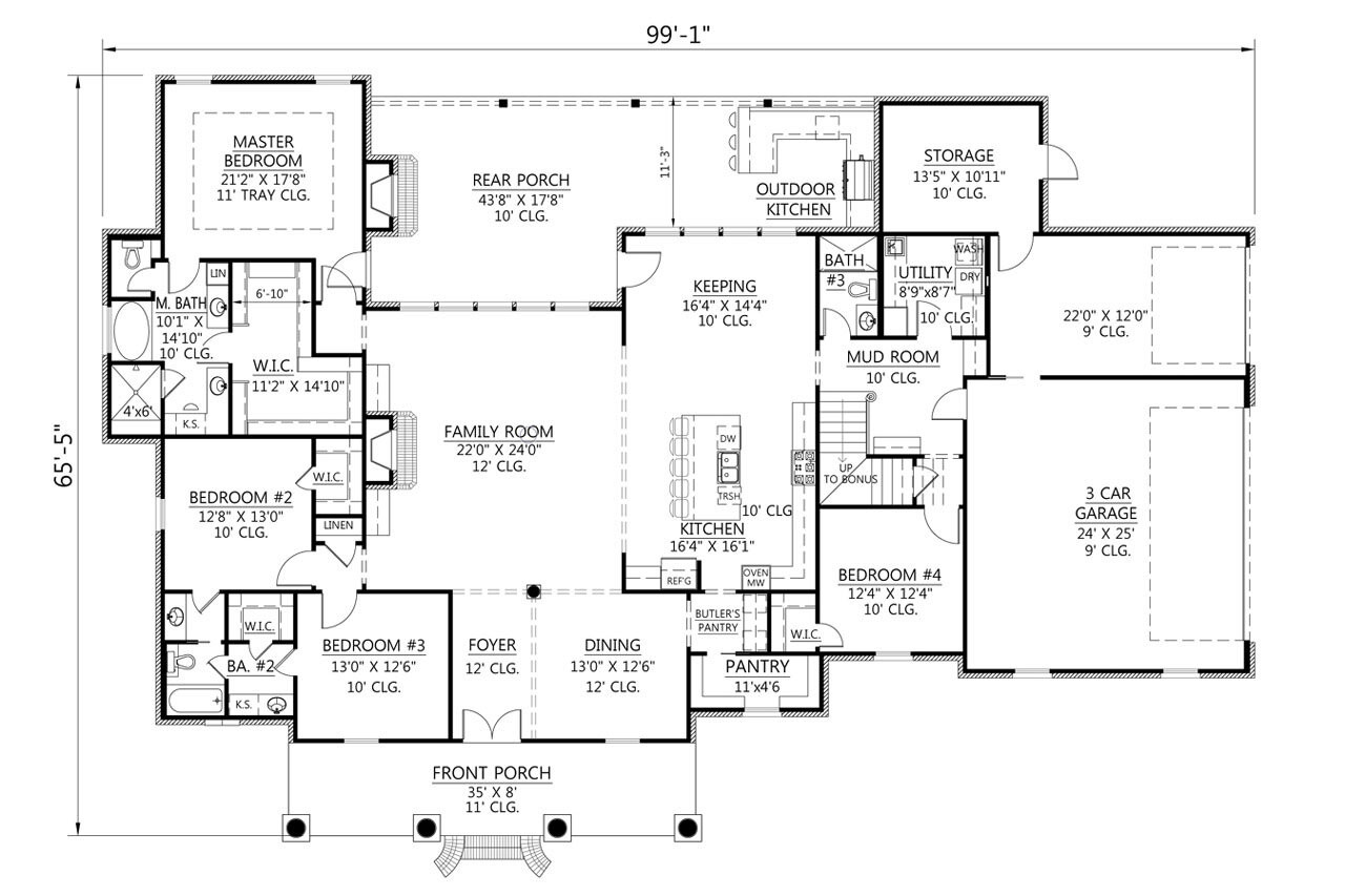 Southern House Plan - Natchitoches 88303 - 1st Floor Plan