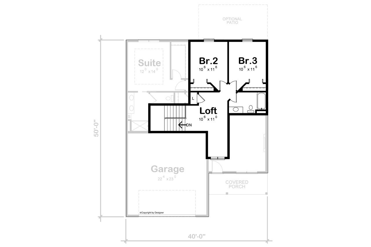 Secondary Image - Craftsman House Plan - Markham Ridge 88434 - 2nd Floor Plan